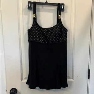 Black and Gold Women's One Piece Swimdress